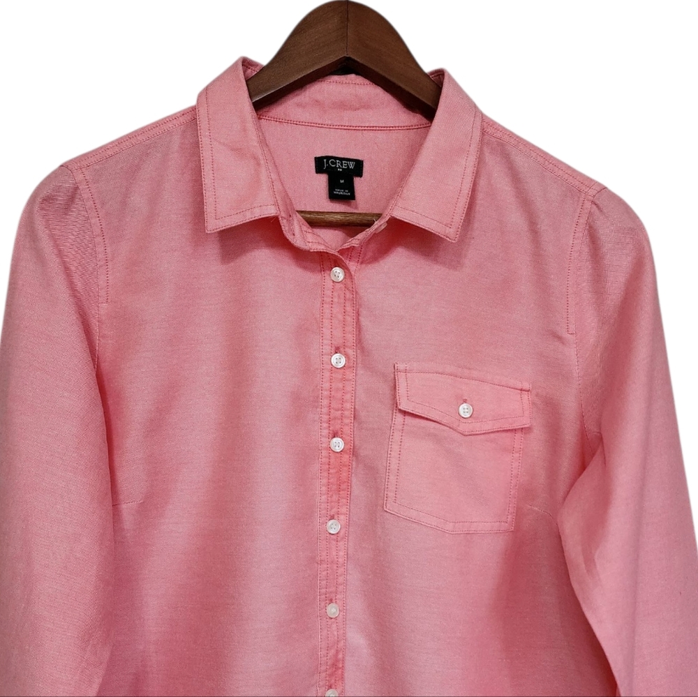 J. Crew Coral Half-Button-Up Shirt Size M - Picture 4 of 16